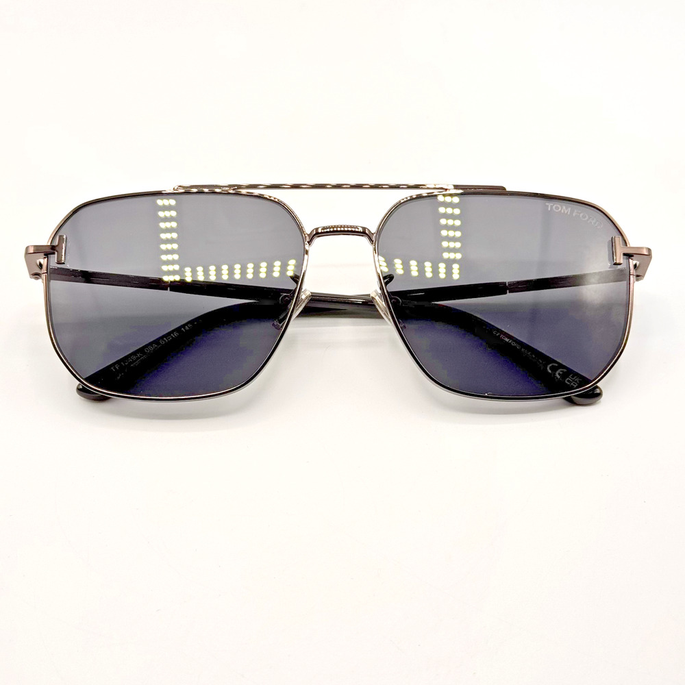 Tom Ford Sunglasses TF1249-K 08A Shiny Gunmetal Navigator Frame Gray Lens 61mm